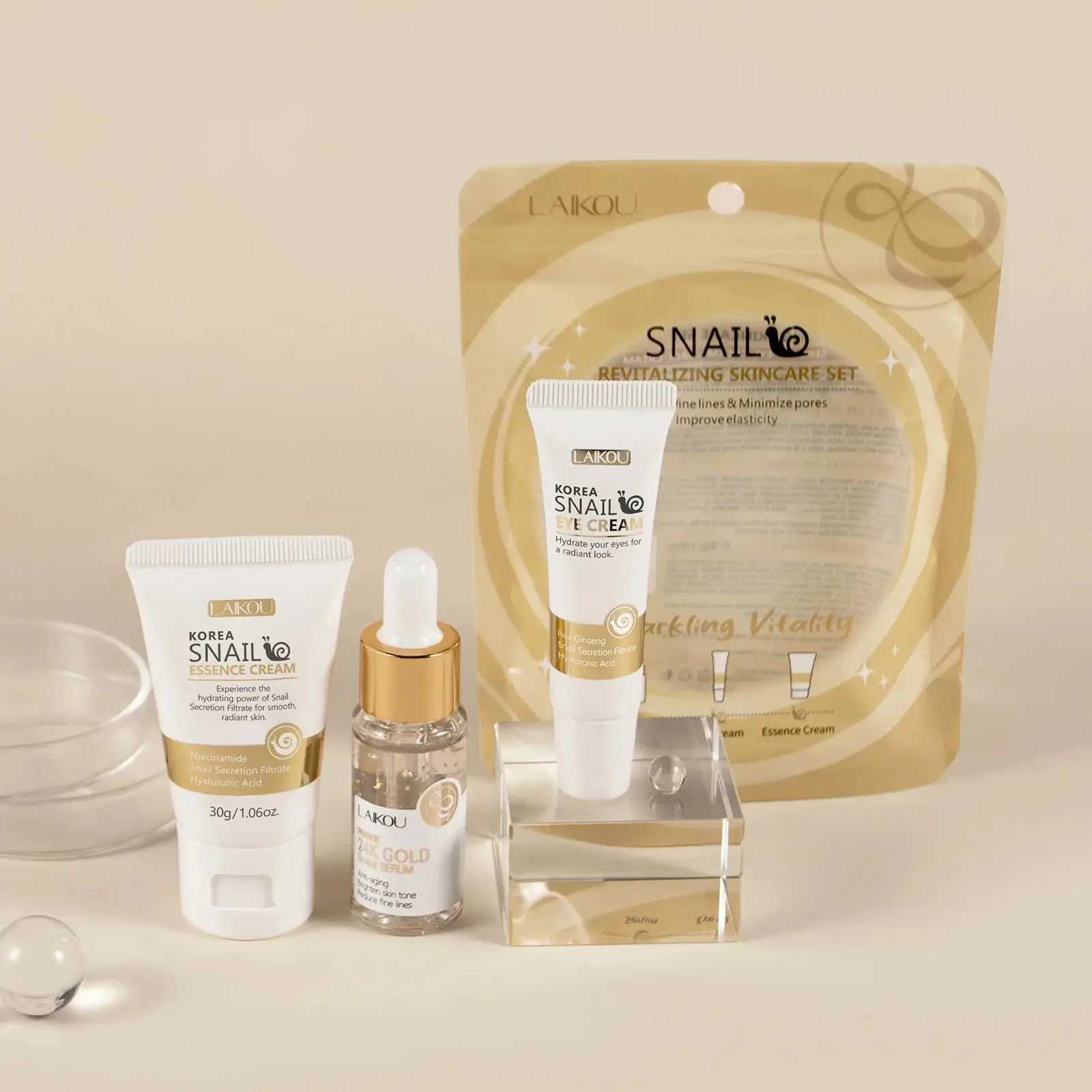 Luxury Skincare Cream - Sérum réparateur d'escargot doré 24K, crème